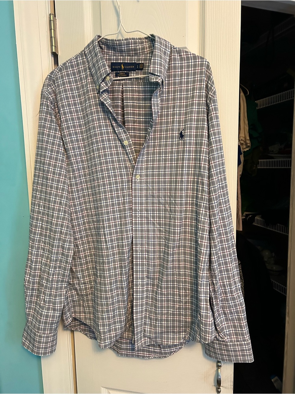 Ralph Lauren Men's Plaid Button-Down Shirt - Blue and Gray